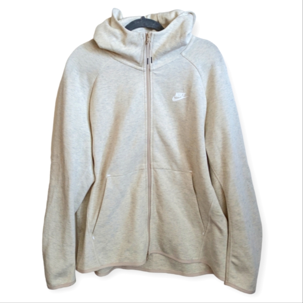 Nike Cream Zip Up Tech Fleece Hoodie size Mens Large NWOT